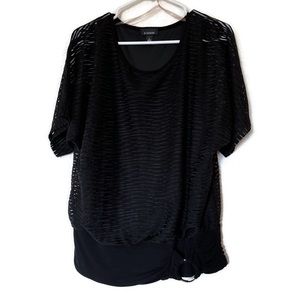 B Design women’s black sheer top with silver waist accent size large
